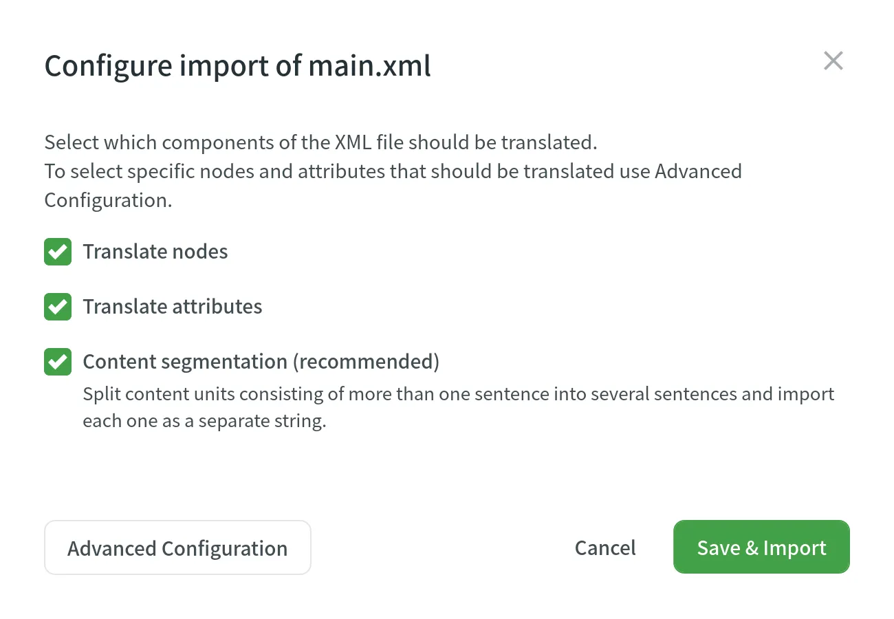 XML Basic Configuration